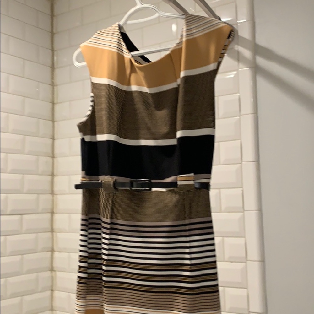 Striped Sleeveless women’s dress with belt